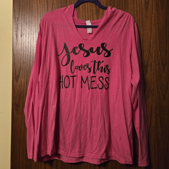 District Tops - District Pink Long Sleeve Hoodie